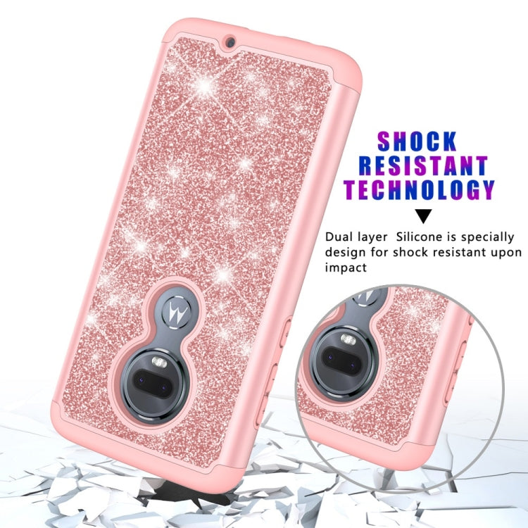 Glitter Powder Contrast Skin Shockproof Silicone + PC Protective Case for Motorola Moto G7 / G7 Plus