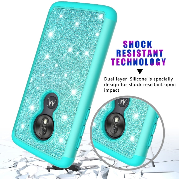 Glitter Powder Contrast Skin Shockproof Silicone + PC Protective Case for Motorola Moto G7 Play US Version