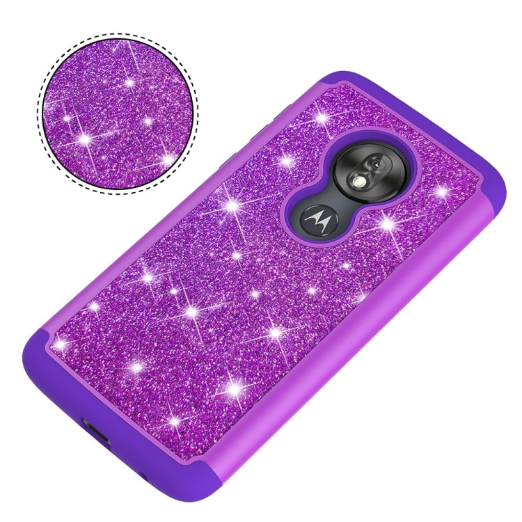 Glitter Powder Contrast Skin Shockproof Silicone + PC Protective Case for Motorola Moto G7 Play US Version