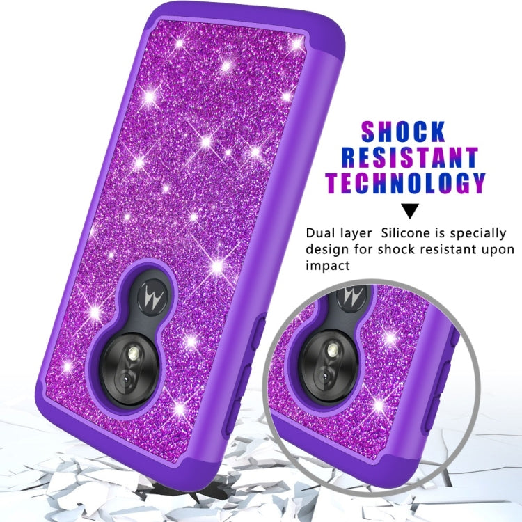 Glitter Powder Contrast Skin Shockproof Silicone + PC Protective Case for Motorola Moto G7 Play US Version