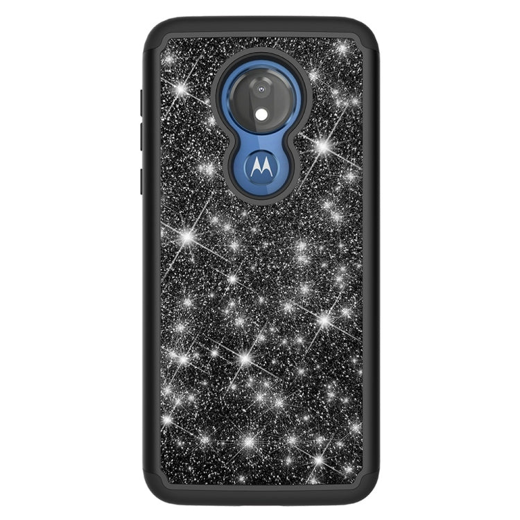 Glitter Powder Contrast Skin Shockproof Silicone + PC Protective Case for Motorola Moto G7 Power US Version