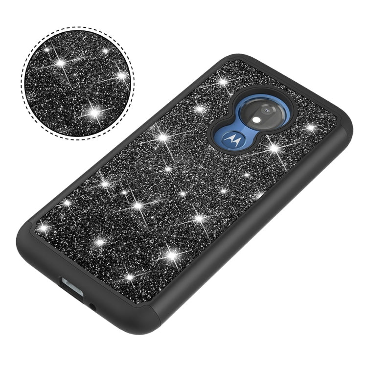 Glitter Powder Contrast Skin Shockproof Silicone + PC Protective Case for Motorola Moto G7 Power US Version