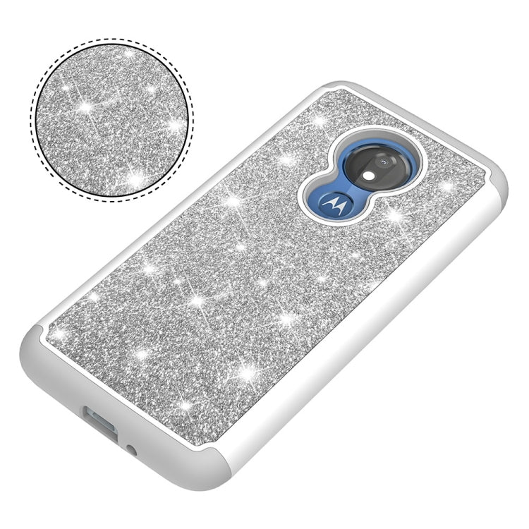 Glitter Powder Contrast Skin Shockproof Silicone + PC Protective Case for Motorola Moto G7 Power US Version