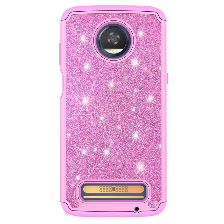 Glitter Powder Contrast Skin Shockproof Silicone + PC Protective Case for Motorola Moto Z3 / Z3 Play