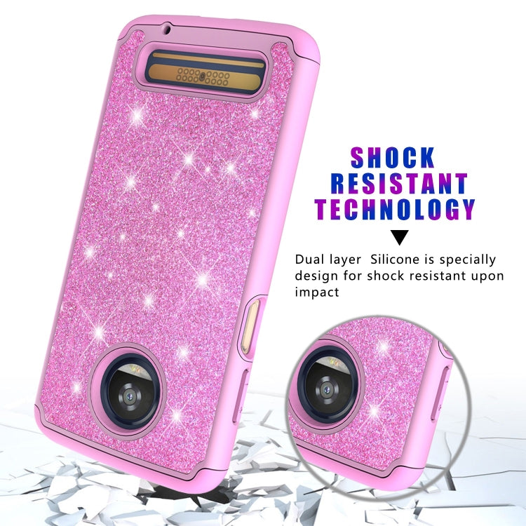 Glitter Powder Contrast Skin Shockproof Silicone + PC Protective Case for Motorola Moto Z3 / Z3 Play