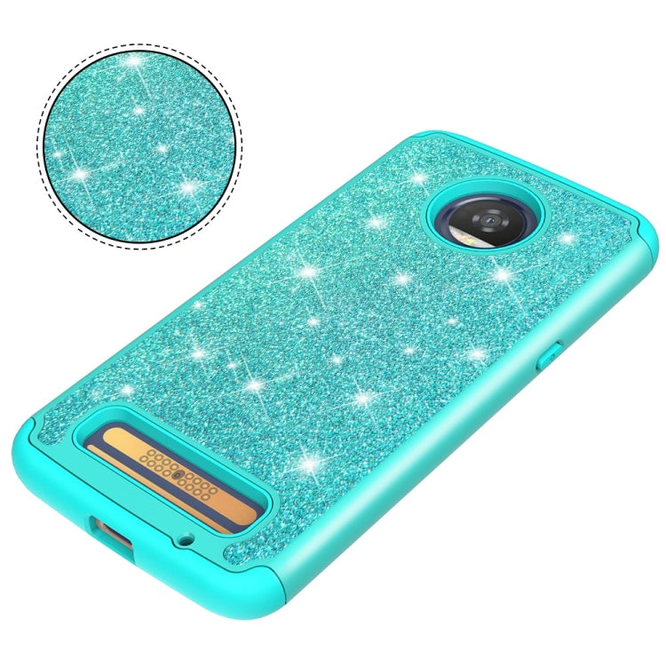Glitter Powder Contrast Skin Shockproof Silicone + PC Protective Case for Motorola Moto Z3 / Z3 Play