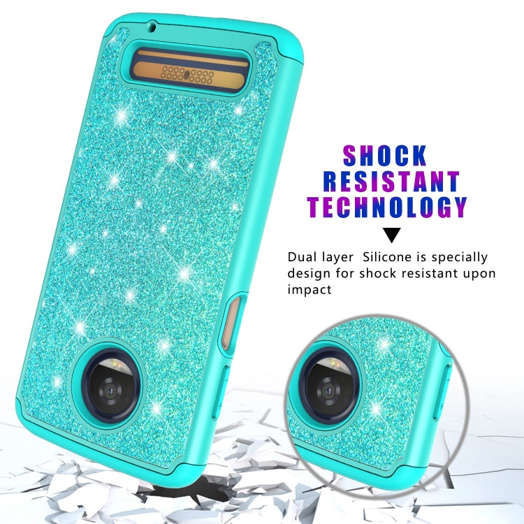 Glitter Powder Contrast Skin Shockproof Silicone + PC Protective Case for Motorola Moto Z3 / Z3 Play