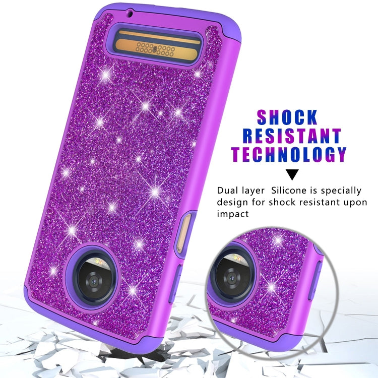 Glitter Powder Contrast Skin Shockproof Silicone + PC Protective Case for Motorola Moto Z3 / Z3 Play