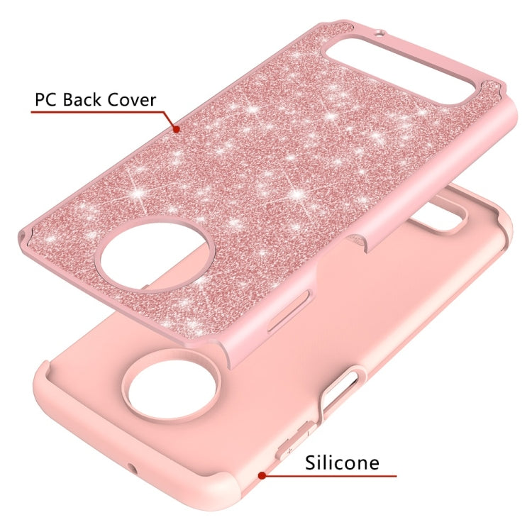 Glitter Powder Contrast Skin Shockproof Silicone + PC Protective Case for Motorola Moto Z3 / Z3 Play
