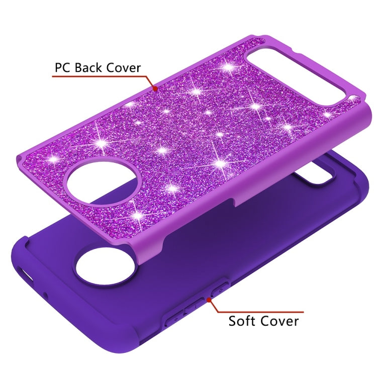 Glitter Powder Contrast Skin Shockproof Silicone + PC Protective Case for Motorola Moto Z4 Play
