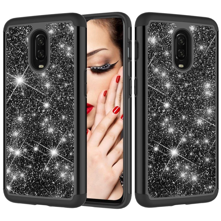 Glitter Powder Contrast Skin Shockproof Silicone + PC Protective Case for OnePlus 6T