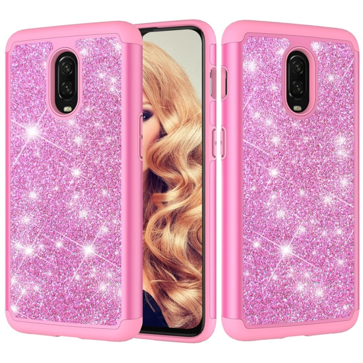 Glitter Powder Contrast Skin Shockproof Silicone + PC Protective Case for OnePlus 6T