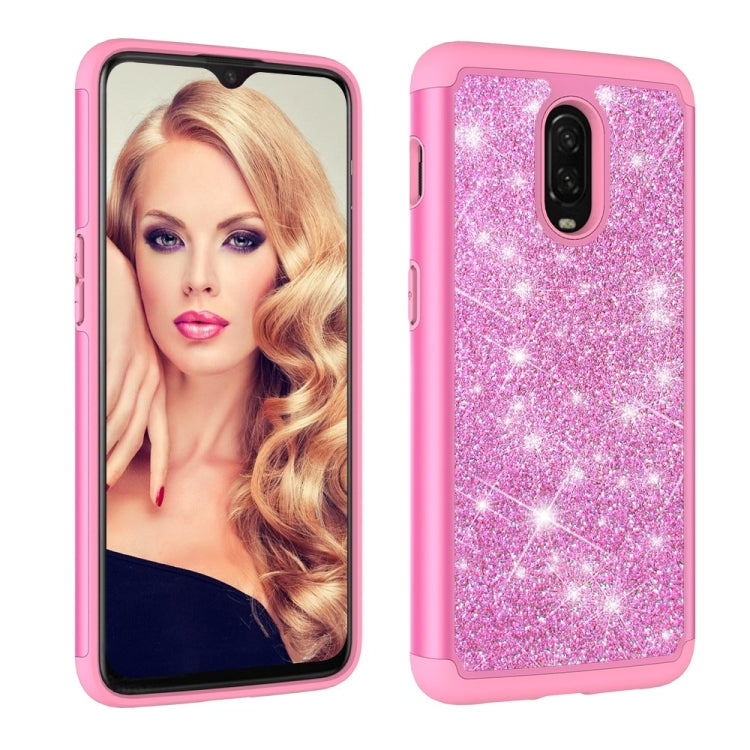 Glitter Powder Contrast Skin Shockproof Silicone + PC Protective Case for OnePlus 6T