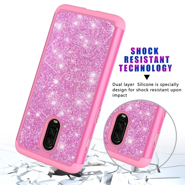 Glitter Powder Contrast Skin Shockproof Silicone + PC Protective Case for OnePlus 6T