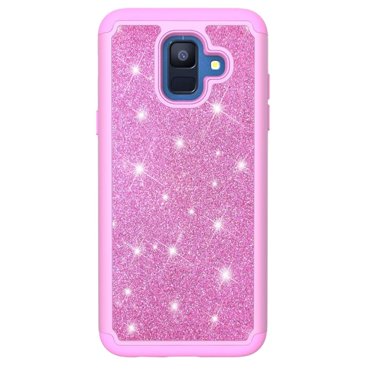 Glitter Powder Contrast Skin Shockproof Silicone + PC Protective Case for Galaxy A6 (2018)