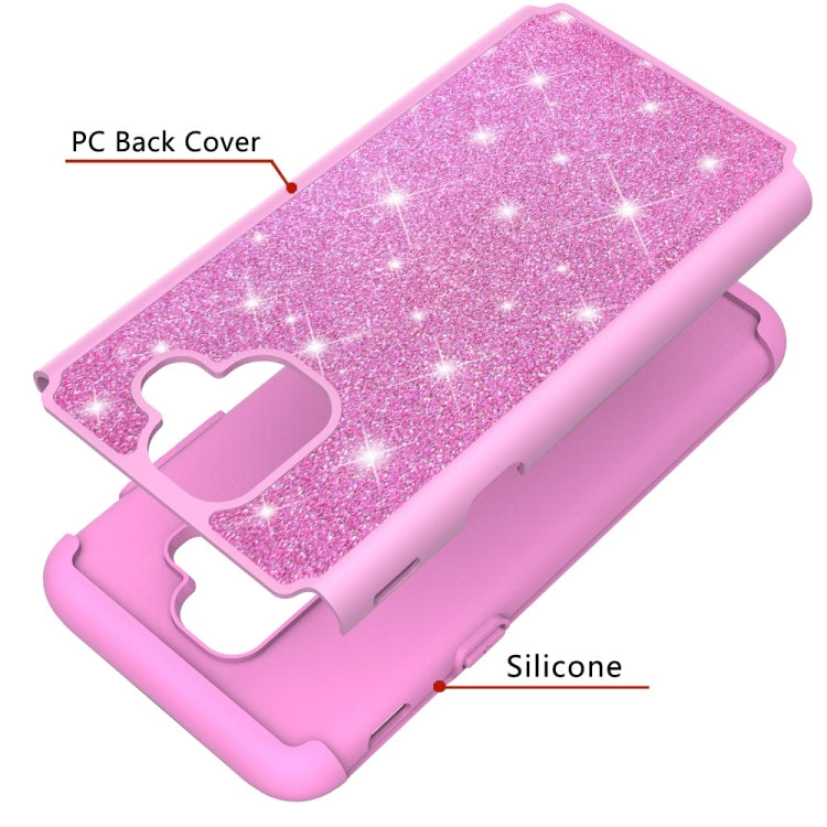 Glitter Powder Contrast Skin Shockproof Silicone + PC Protective Case for Galaxy A6 (2018)