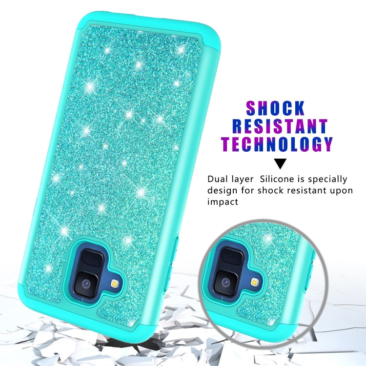 Glitter Powder Contrast Skin Shockproof Silicone + PC Protective Case for Galaxy A6 (2018)