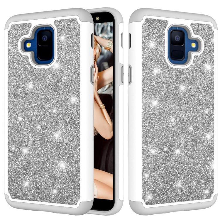 Glitter Powder Contrast Skin Shockproof Silicone + PC Protective Case for Galaxy A6 (2018)