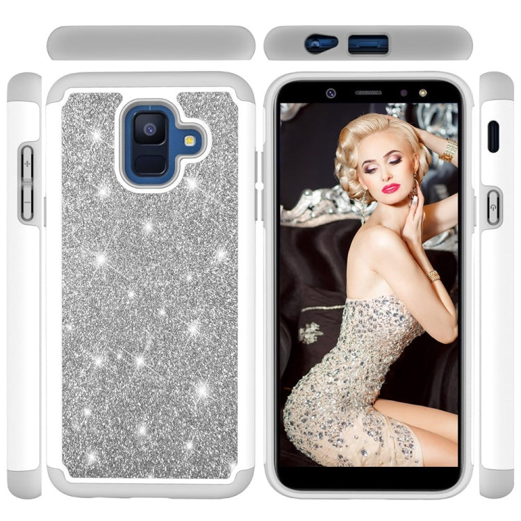 Glitter Powder Contrast Skin Shockproof Silicone + PC Protective Case for Galaxy A6 (2018)