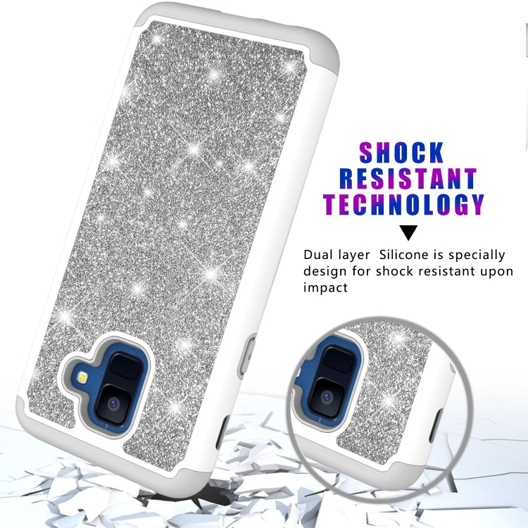 Glitter Powder Contrast Skin Shockproof Silicone + PC Protective Case for Galaxy A6 (2018)