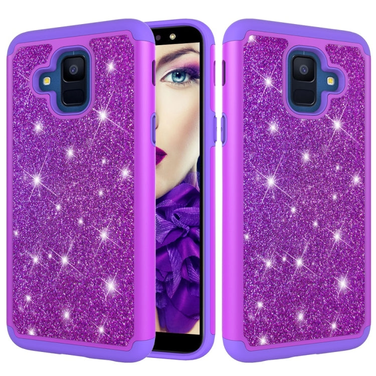 Glitter Powder Contrast Skin Shockproof Silicone + PC Protective Case for Galaxy A6 (2018)