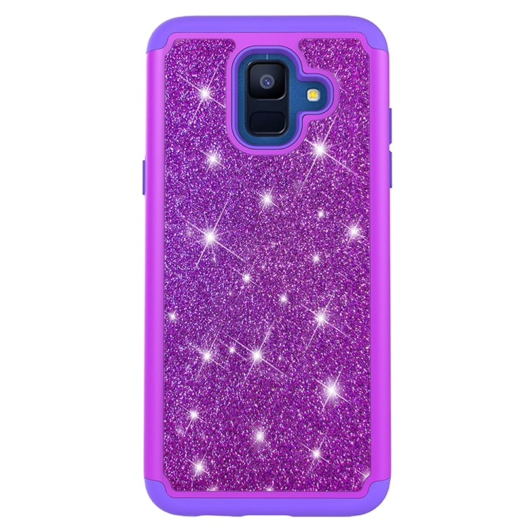 Glitter Powder Contrast Skin Shockproof Silicone + PC Protective Case for Galaxy A6 (2018)