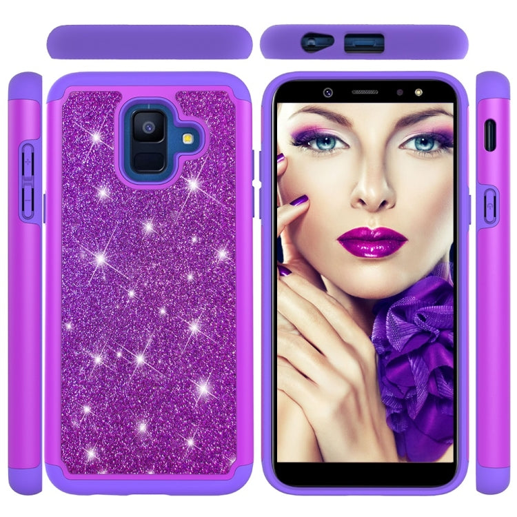 Glitter Powder Contrast Skin Shockproof Silicone + PC Protective Case for Galaxy A6 (2018)