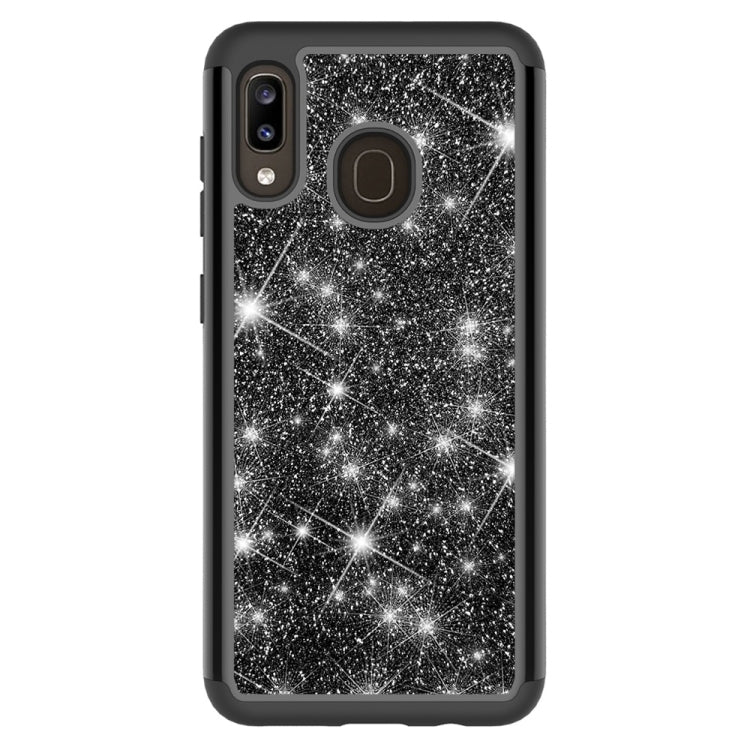 Glitter Powder Contrast Skin Shockproof Silicone + PC Protective Case for Galaxy A20 / A30