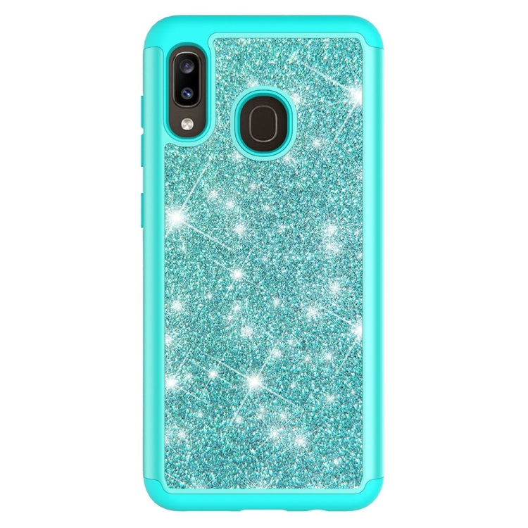 Glitter Powder Contrast Skin Shockproof Silicone + PC Protective Case for Galaxy A20 / A30