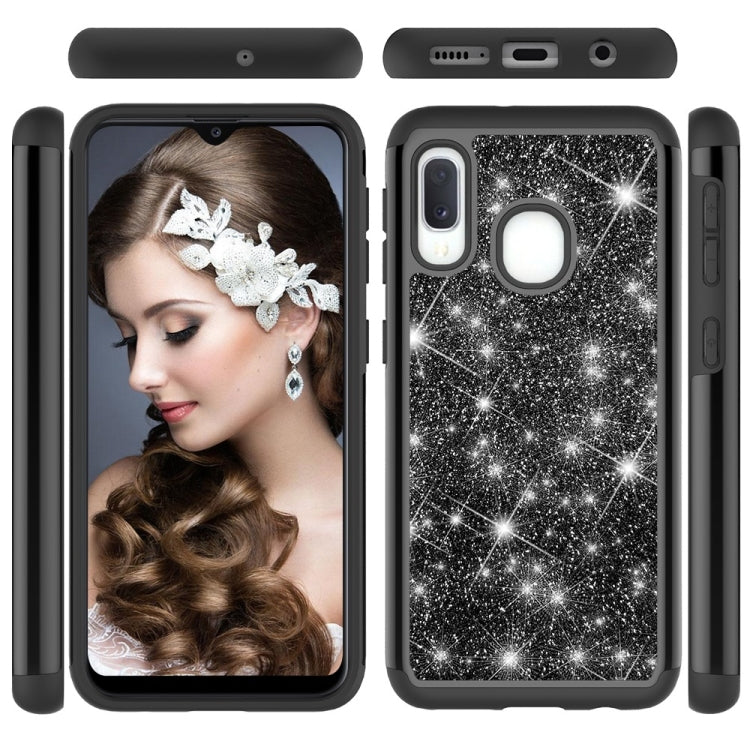 Glitter Powder Contrast Skin Shockproof Silicone + PC Protective Case for Galaxy A20e / A10e