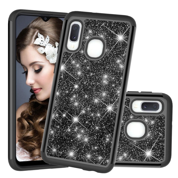 Glitter Powder Contrast Skin Shockproof Silicone + PC Protective Case for Galaxy A20e / A10e