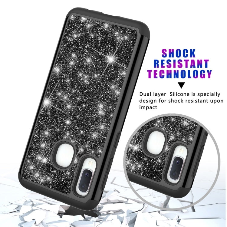 Glitter Powder Contrast Skin Shockproof Silicone + PC Protective Case for Galaxy A20e / A10e