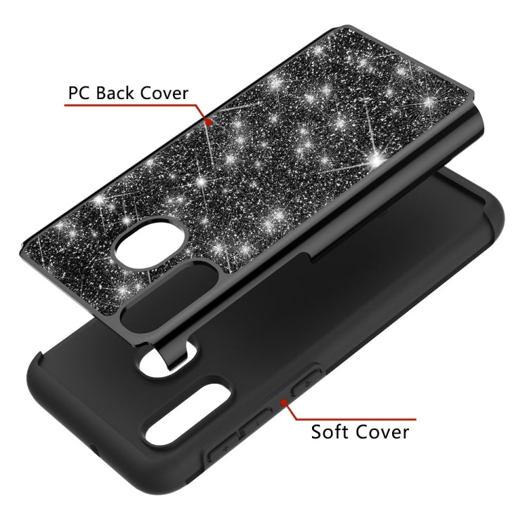 Glitter Powder Contrast Skin Shockproof Silicone + PC Protective Case for Galaxy A20e / A10e