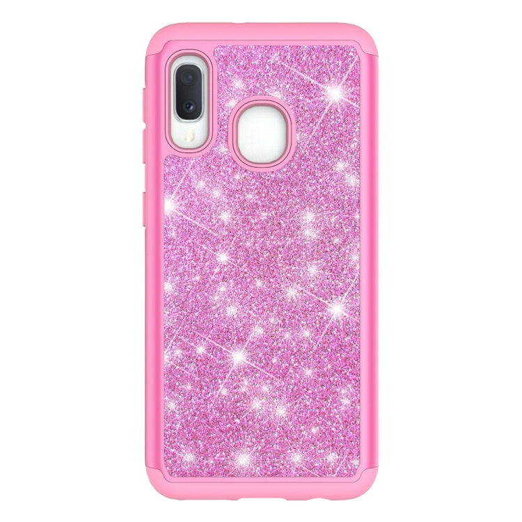 Glitter Powder Contrast Skin Shockproof Silicone + PC Protective Case for Galaxy A20e / A10e