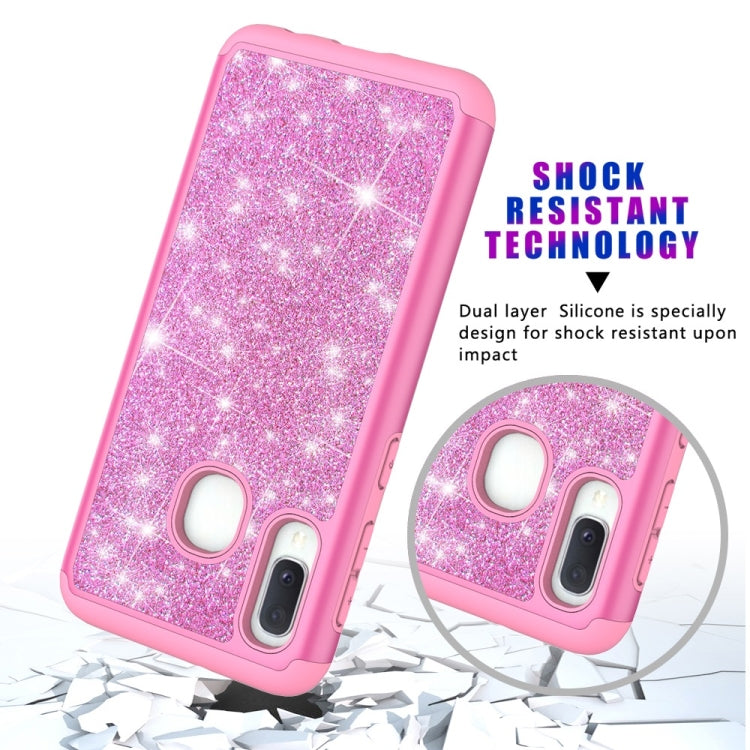 Glitter Powder Contrast Skin Shockproof Silicone + PC Protective Case for Galaxy A20e / A10e