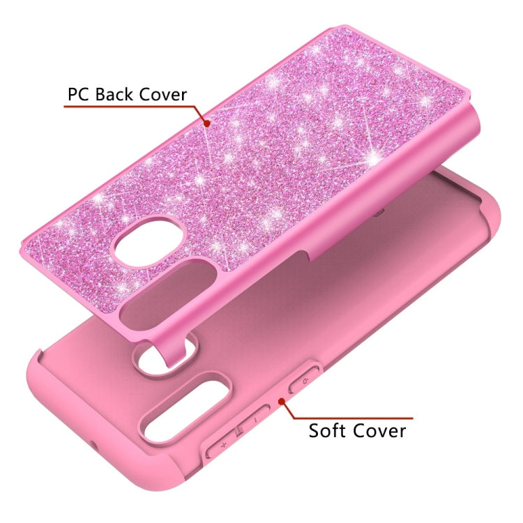 Glitter Powder Contrast Skin Shockproof Silicone + PC Protective Case for Galaxy A20e / A10e