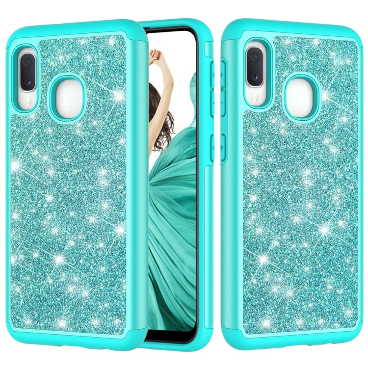 Glitter Powder Contrast Skin Shockproof Silicone + PC Protective Case for Galaxy A20e / A10e