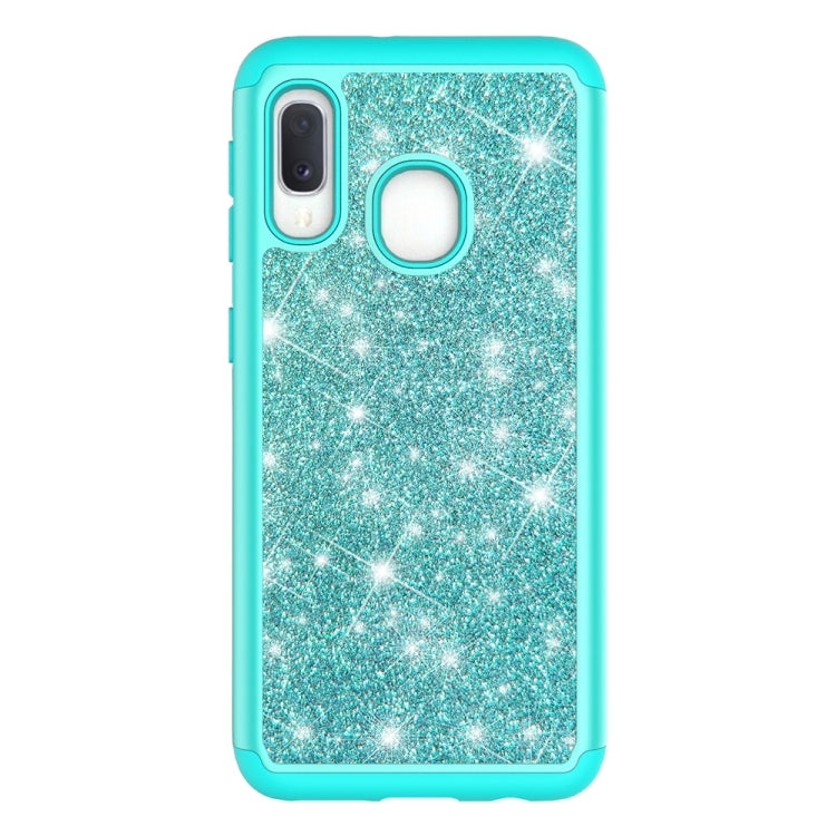 Glitter Powder Contrast Skin Shockproof Silicone + PC Protective Case for Galaxy A20e / A10e