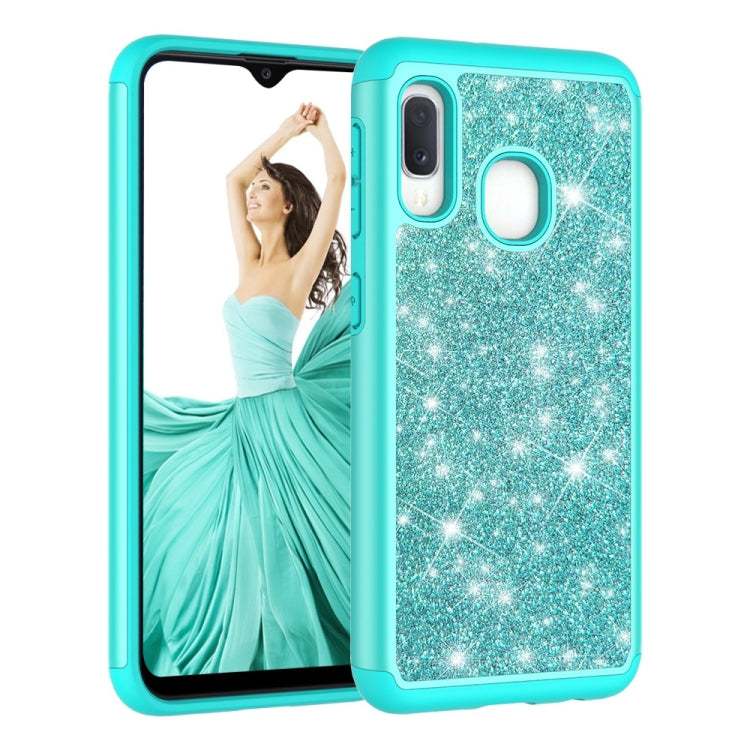 Glitter Powder Contrast Skin Shockproof Silicone + PC Protective Case for Galaxy A20e / A10e