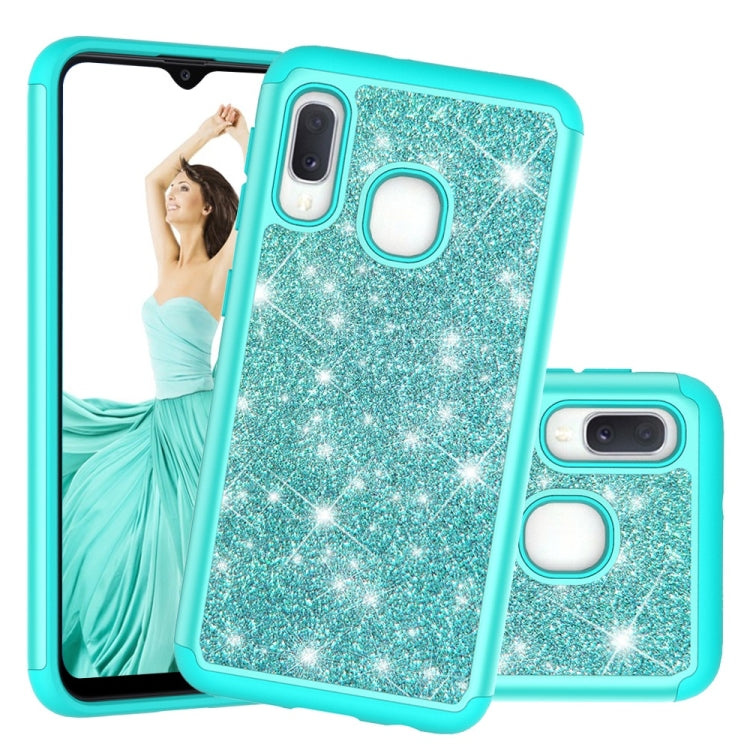 Glitter Powder Contrast Skin Shockproof Silicone + PC Protective Case for Galaxy A20e / A10e