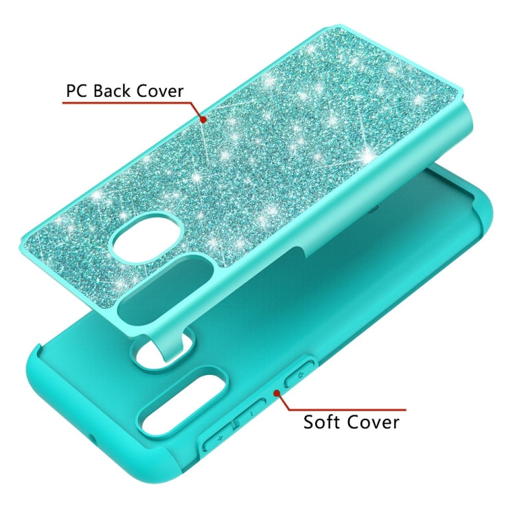 Glitter Powder Contrast Skin Shockproof Silicone + PC Protective Case for Galaxy A20e / A10e