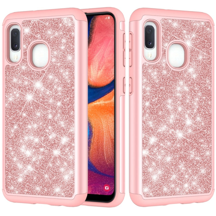 Glitter Powder Contrast Skin Shockproof Silicone + PC Protective Case for Galaxy A20e / A10e