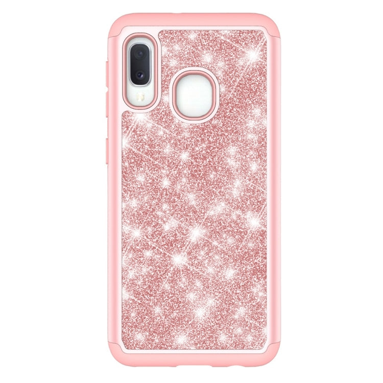 Glitter Powder Contrast Skin Shockproof Silicone + PC Protective Case for Galaxy A20e / A10e