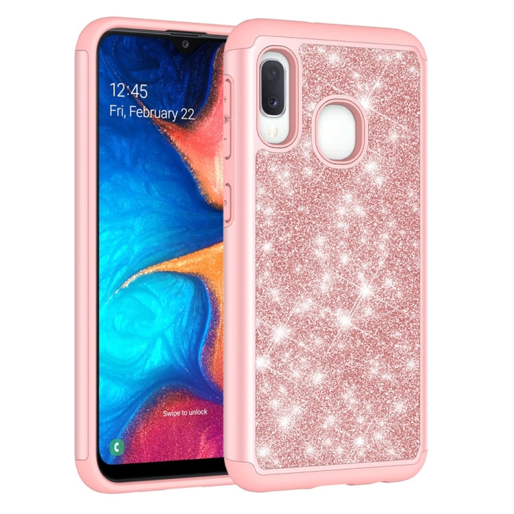 Glitter Powder Contrast Skin Shockproof Silicone + PC Protective Case for Galaxy A20e / A10e