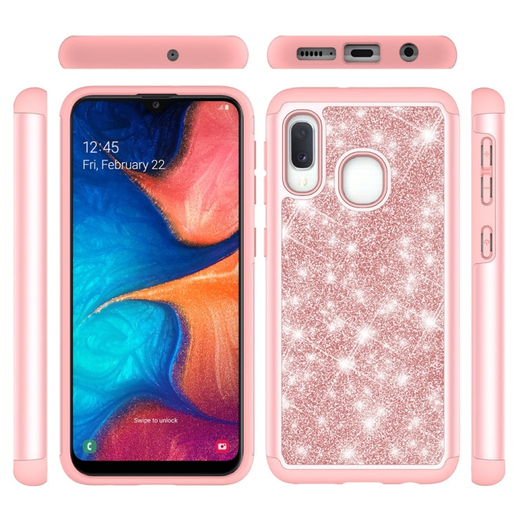 Glitter Powder Contrast Skin Shockproof Silicone + PC Protective Case for Galaxy A20e / A10e