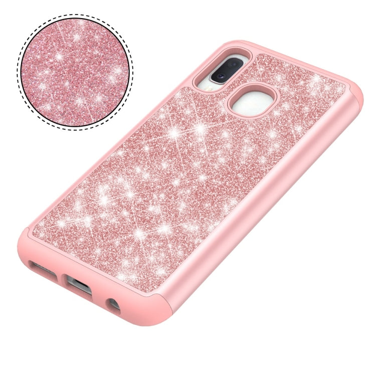 Glitter Powder Contrast Skin Shockproof Silicone + PC Protective Case for Galaxy A20e / A10e