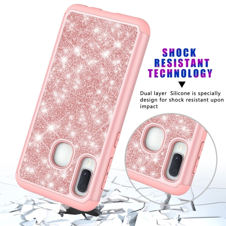 Glitter Powder Contrast Skin Shockproof Silicone + PC Protective Case for Galaxy A20e / A10e