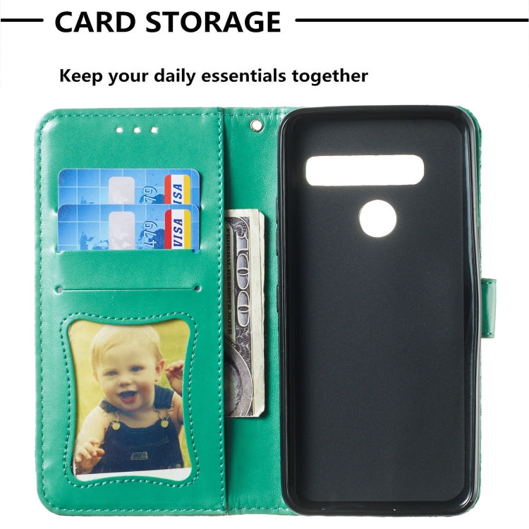 Pressed Printing Rattan Flower Pattern Horizontal Flip PU Leather Case for LG G8 ThinQ / G8S ThinQ, with Holder & Card Slots & Wallet & Photo Frame