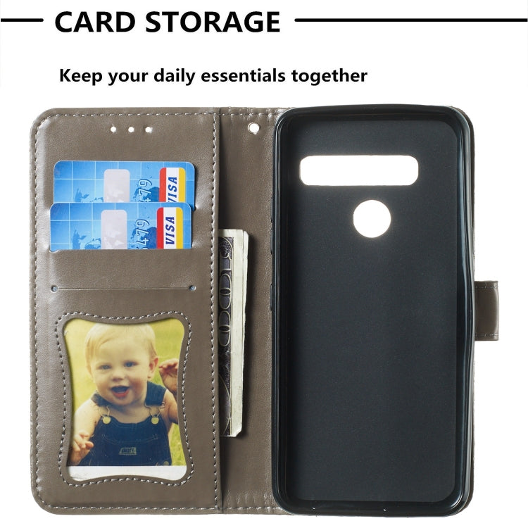 Pressed Printing Rattan Flower Pattern Horizontal Flip PU Leather Case for LG G8 ThinQ / G8S ThinQ, with Holder & Card Slots & Wallet & Photo Frame