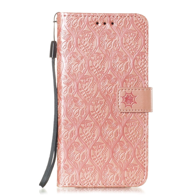 Pressed Printing Rattan Flower Pattern Horizontal Flip PU Leather Case for LG G8 ThinQ / G8S ThinQ, with Holder & Card Slots & Wallet & Photo Frame